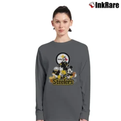 Women’s Pittsburgh Steelers Mickey Donald Goofy Football Long-Sleeve Top in charcoal | Sleek, Versatile, All-Season