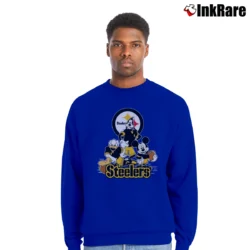 Men’s Pittsburgh Steelers Mickey Donald Goofy Football Crewneck Sweatshirt in royal blue | Cozy Fabric, Clean Style