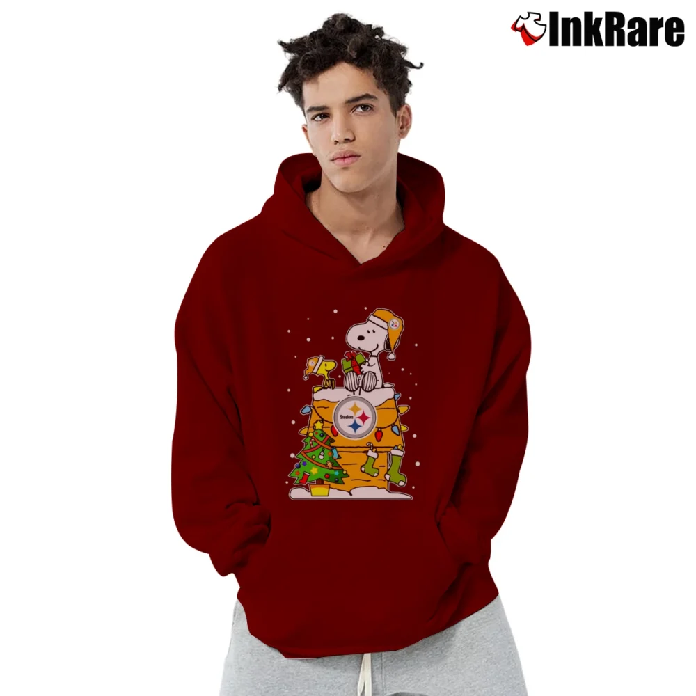 Men’s Pittsburgh Steelers Snoopy Ugly Christmas Pullover Hoodie in maroon | Cozy, Durable, Modern Fit
