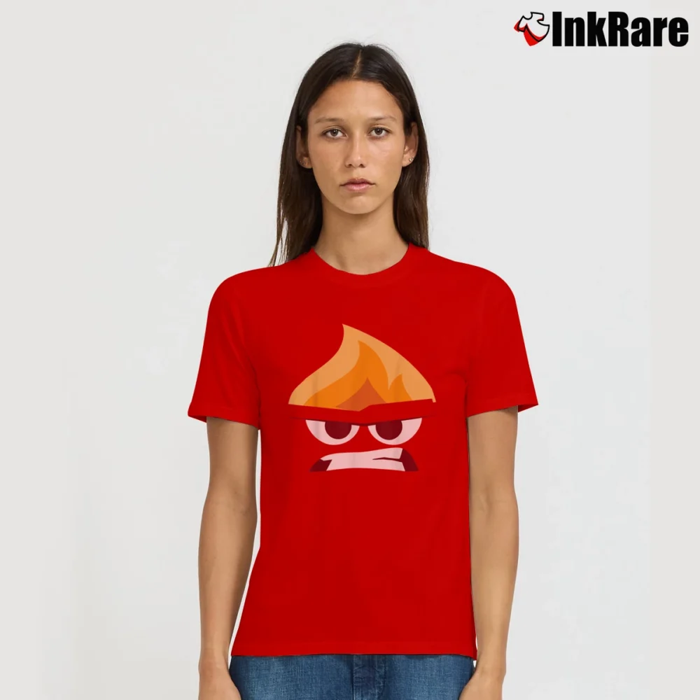 Women’s Pixar Inside Out Angry Face Halloween T-Shirt in red | Soft, Flattering Fit