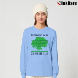 Women’s Plant Based Diet Vegan Vegetarian Love Animal Long-Sleeve Top in light blue | Sleek, Versatile, All-Season