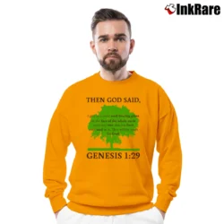 Men’s Plant Based Diet Vegan Vegetarian Love Animal Crewneck Sweatshirt in orange | Cozy Fabric, Clean Style