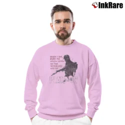 Men’s Platoon Bury Me Upside Down Quote Crewneck Sweatshirt in light pink | Cozy Fabric, Clean Style
