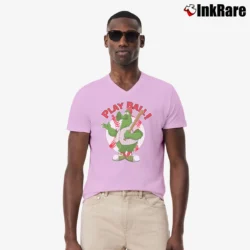Men’s Play Ball Phillie Phanatic Baseball Fan V-Neck Tee in light pink | Sharp, Breathable, Everyday Staple