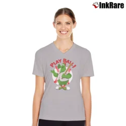 Women’s Play Ball Phillie Phanatic Baseball Fan V-Neck Tee in sport grey | Chic Neckline, Soft Texture