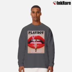 Men’s Playboy Plein Lips Graphic Fashion Long-Sleeve Shirt in charcoal | Sleek, Lightweight, Year-Round Wear