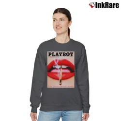 Women’s Playboy Plein Lips Graphic Fashion Relaxed Sweatshirt in charcoal | Soft, Laid-Back Vibe