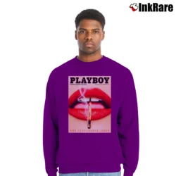 Men’s Playboy Plein Lips Graphic Fashion Crewneck Sweatshirt in purple | Cozy Fabric, Clean Style