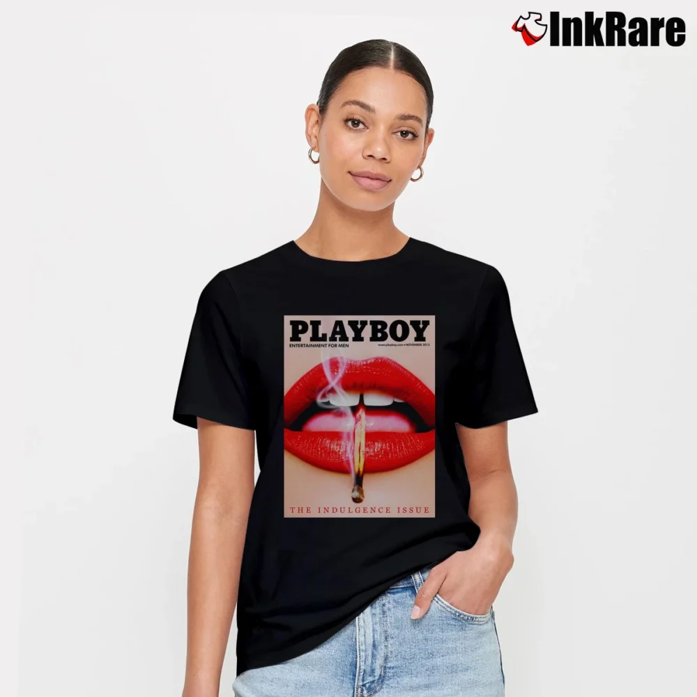 Women’s Playboy Plein Lips Graphic Fashion Signature T-Shirt in black | Soft, Flattering Fit