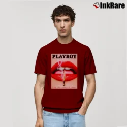 Men’s Playboy Plein Lips Graphic Fashion Classic T-Shirt in maroon | Soft, Breathable Everyday Wear