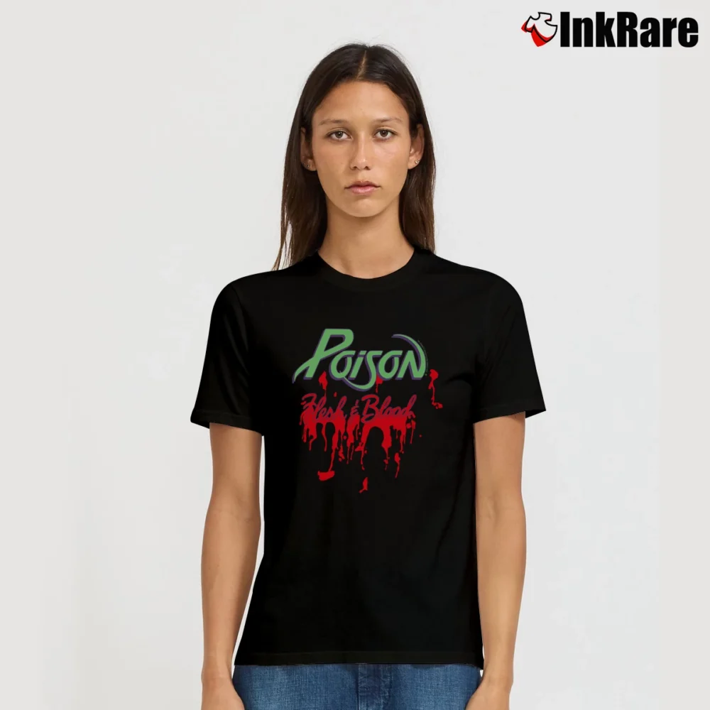 Women’s Poison 1990 Rock Band Tour Signature T-Shirt in black | Soft, Flattering Fit
