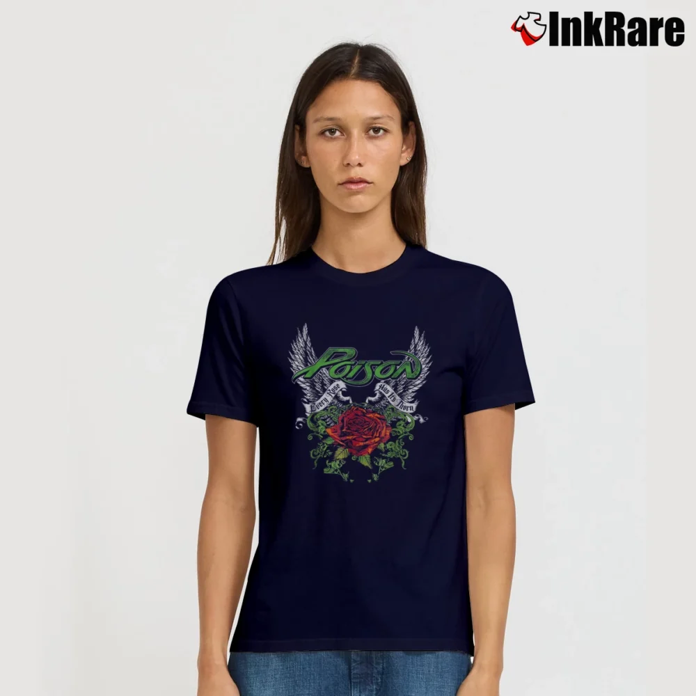 Women’s Poison Thorns And Wings Rock Graphic Signature T-Shirt in navy | Soft, Flattering Fit