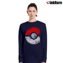 Women’s Pokeball Grunge Pokemon Classic Graphic Long-Sleeve Top in navy | Sleek, Versatile, All-Season