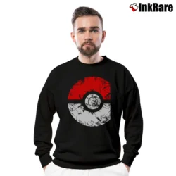 Men’s Pokeball Grunge Pokemon Classic Graphic Crewneck Sweatshirt in black | Cozy Fabric, Clean Style