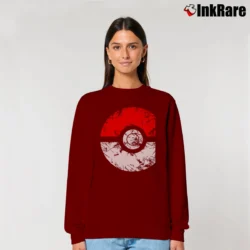 Women’s Pokeball Grunge Pokemon Classic Graphic Relaxed Sweatshirt in maroon | Soft, Laid-Back Vibe