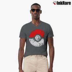 Men’s Pokeball Grunge Pokemon Classic Graphic V-Neck Tee in charcoal | Sharp, Breathable, Everyday Staple