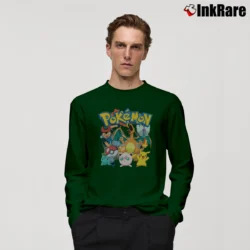Men’s Pokemon Anniversary Japanese Anime Gamer Gift Long-Sleeve Shirt in forest green | Sleek, Lightweight, Year-Round Wear