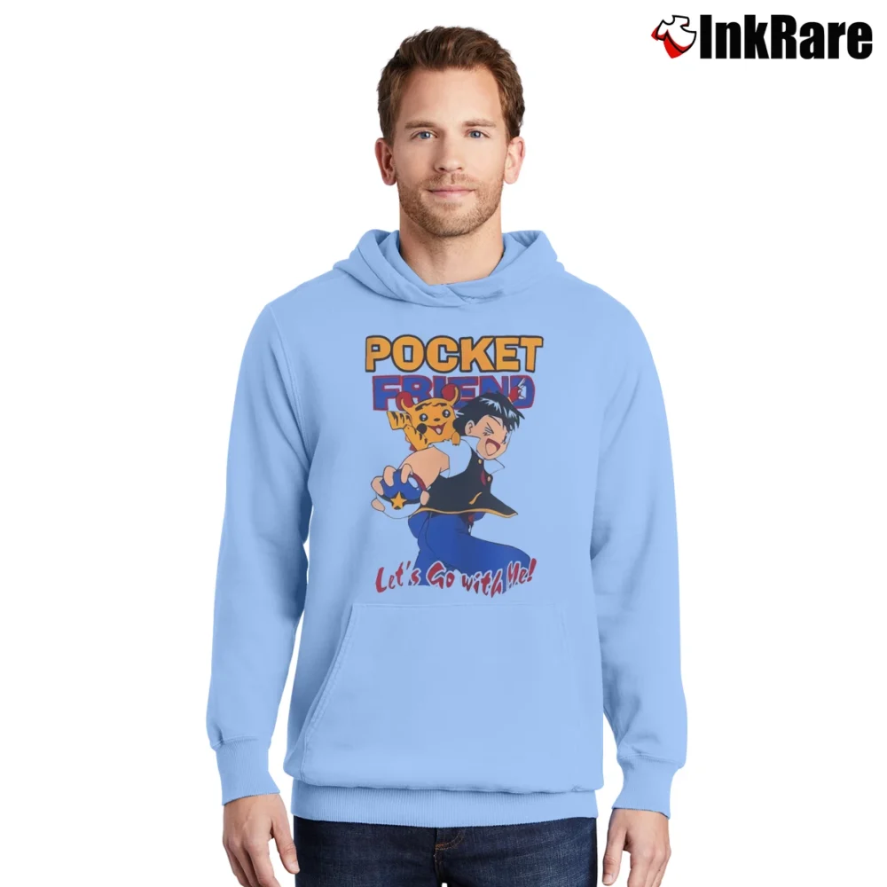 Men’s Pokemon Bootleg Rap Style Pikachu Vintage Pullover Hoodie in light blue | Cozy, Durable, Modern Fit