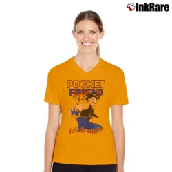 Women’s Pokemon Bootleg Rap Style Pikachu Vintage V-Neck Tee in orange | Chic Neckline, Soft Texture