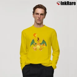 Men’s Pokemon Charizard Classic Cartoon Long-Sleeve Shirt in yellow | Sleek, Lightweight, Year-Round Wear