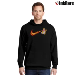 Men’s Pokemon Charmander Inspired Graphic Pullover Hoodie in black | Cozy, Durable, Modern Fit