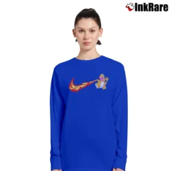 Women’s Pokemon Charmander Inspired Graphic Long-Sleeve Top in royal blue | Sleek, Versatile, All-Season
