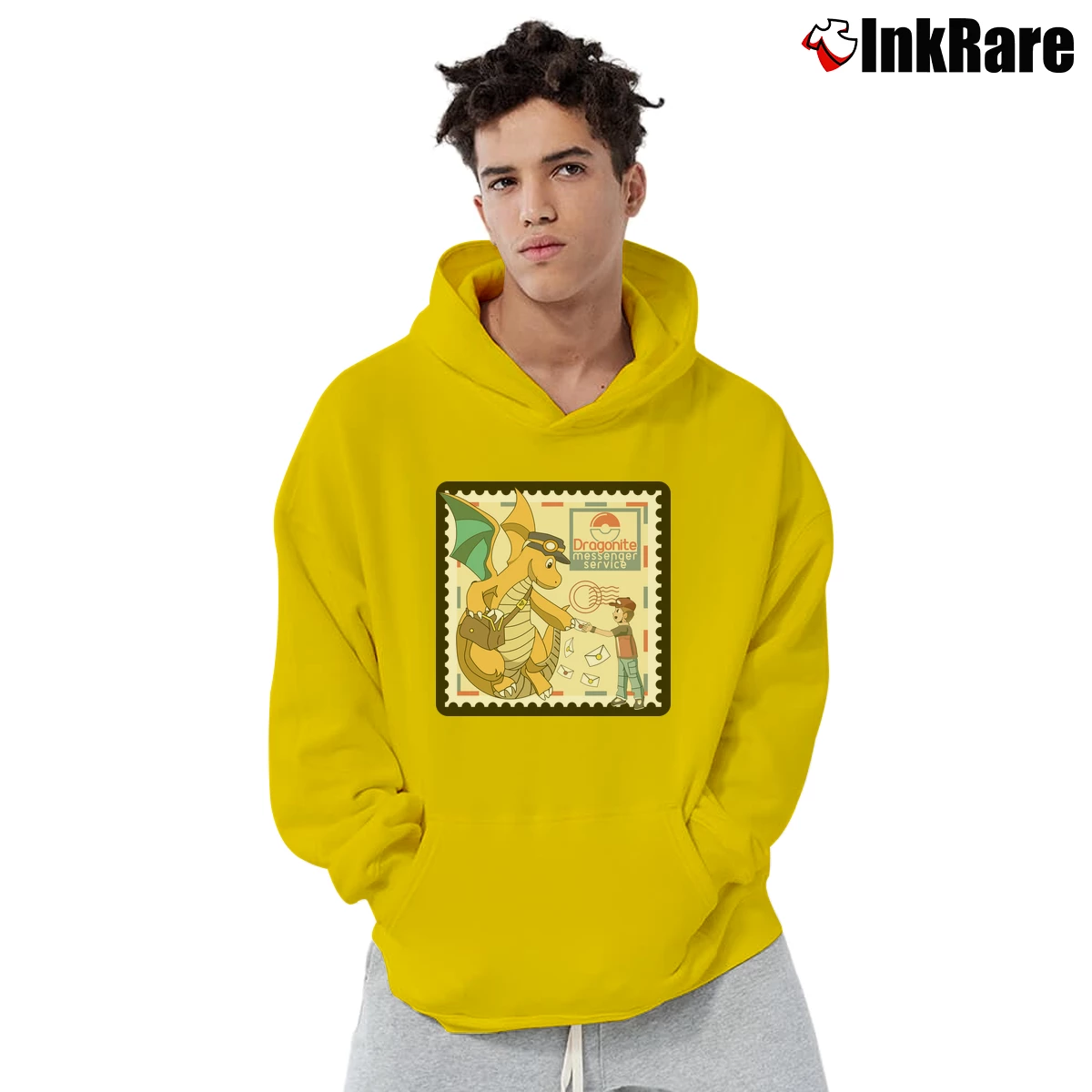 Pokemon Dragonite Messenger Service Men’s Pullover Hoodie in yellow – Ultimate Warmth Men’s Pokemon Dragonite Messenger Service Pullover Hoodie in yellow | Cozy, Durable, Modern Fit