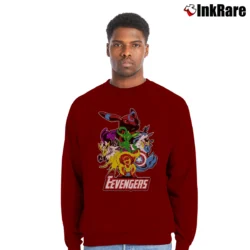 Men’s Pokemon Eevee Evolution Eevengers Crewneck Sweatshirt in maroon | Cozy Fabric, Clean Style
