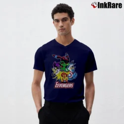 Men’s Pokemon Eevee Evolution Eevengers V-Neck Tee in navy | Sharp, Breathable, Everyday Staple
