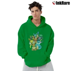 Men’s Pokemon Eevee Evolution Family Pullover Hoodie in irish green | Cozy, Durable, Modern Fit