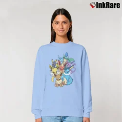 Women’s Pokemon Eevee Evolution Family Relaxed Sweatshirt in light blue | Soft, Laid-Back Vibe