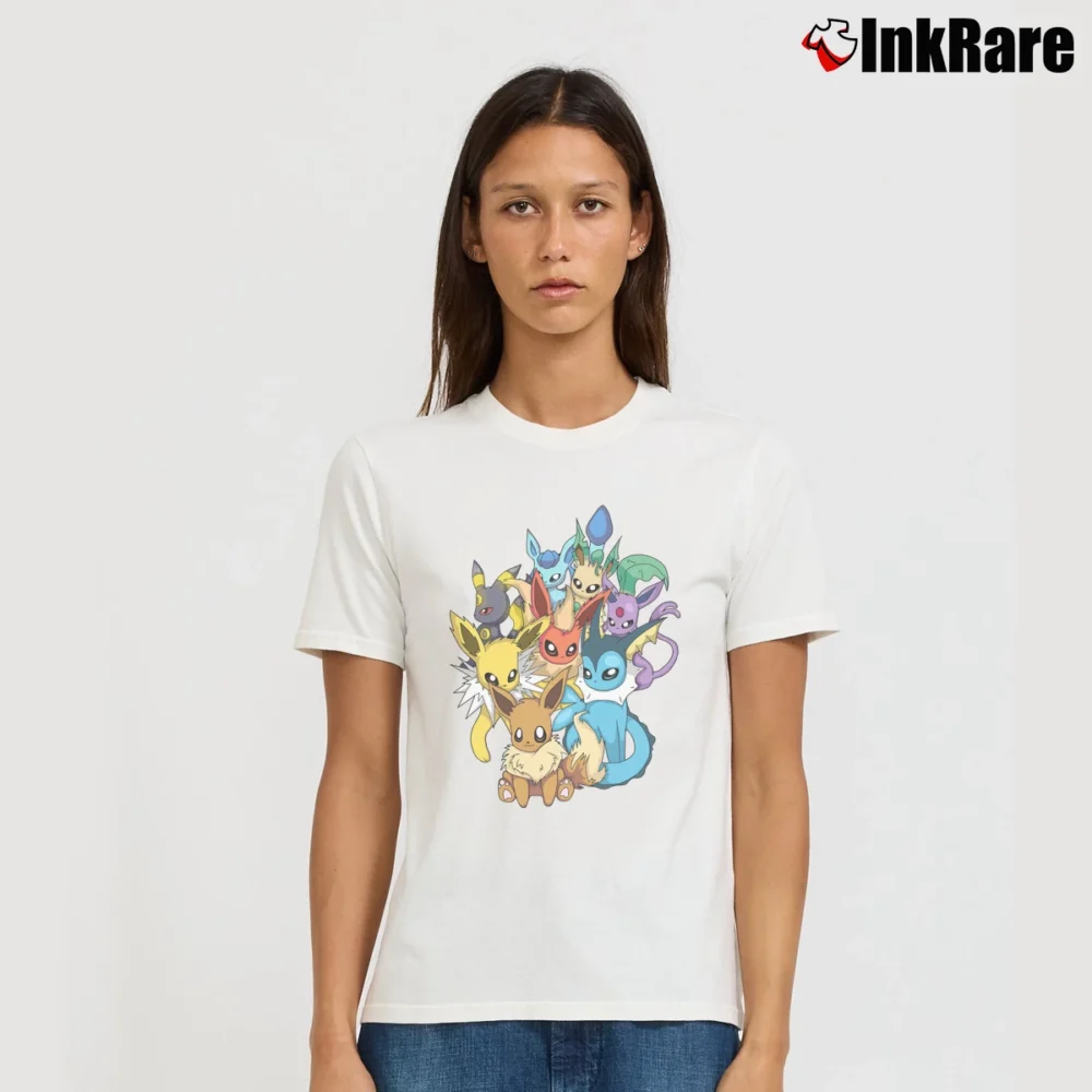 Women’s Pokemon Eevee Evolution Family Signature T-Shirt in white | Soft, Flattering Fit