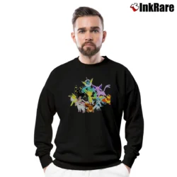 Men’s Pokemon Eevee Evolution Group Crewneck Sweatshirt in black | Cozy Fabric, Clean Style
