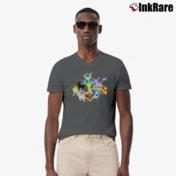 Men’s Pokemon Eevee Evolution Group V-Neck Tee in charcoal | Sharp, Breathable, Everyday Staple