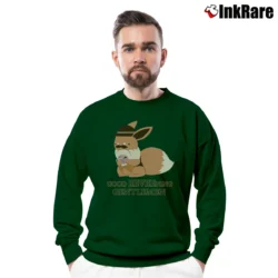Men’s Pokemon Eevee Good EEVEEning Gentlemen Crewneck Sweatshirt in forest green | Cozy Fabric, Clean Style