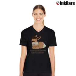 Women’s Pokemon Eevee Good EEVEEning Gentlemen V-Neck Tee in black | Chic Neckline, Soft Texture