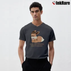 Men’s Pokemon Eevee Good EEVEEning Gentlemen V-Neck Tee in charcoal | Sharp, Breathable, Everyday Staple
