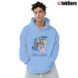 Men’s Pokemon Game Freak 1995 Retro Custom Graphic Pullover Hoodie in light blue | Cozy, Durable, Modern Fit