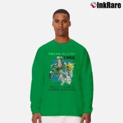 Men’s Pokemon Game Freak 1995 Retro Custom Graphic Long-Sleeve Shirt in irish green | Sleek, Lightweight, Year-Round Wear