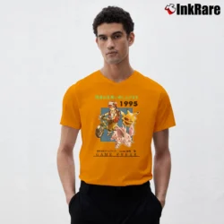 Men’s Pokemon Game Freak 1995 Retro Custom Graphic V-Neck Tee in orange | Sharp, Breathable, Everyday Staple
