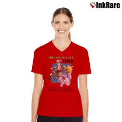 Women’s Pokemon Game Freak 1995 Retro Custom Graphic V-Neck Tee in red | Chic Neckline, Soft Texture