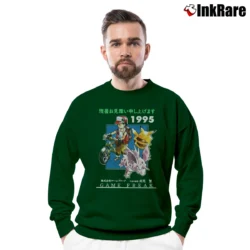 Men’s Pokemon Game Freak 1995 Retro Graphic Crewneck Sweatshirt in forest green | Cozy Fabric, Clean Style