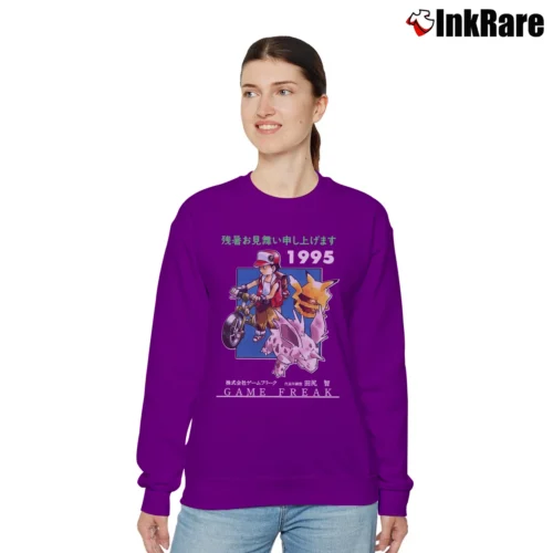 Women’s Pokemon Game Freak 1995 Retro Graphic Relaxed Sweatshirt in purple | Soft, Laid-Back Vibe