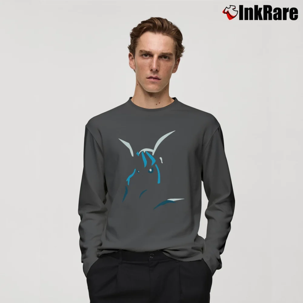 Men’s Pokemon Glaceon Shadow Graphic Long-Sleeve Shirt in charcoal | Sleek, Lightweight, Year-Round Wear
