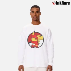 Men’s Pokemon Go Pikaflash Flash Superhero Pikachu Long-Sleeve Shirt in white | Sleek, Lightweight, Year-Round Wear