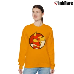 Women’s Pokemon Go Pikaflash Flash Superhero Pikachu Relaxed Sweatshirt in orange | Soft, Laid-Back Vibe