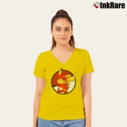 Women’s Pokemon Go Pikaflash Flash Superhero Pikachu V-Neck Tee in yellow | Chic Neckline, Soft Texture