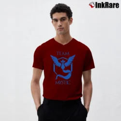 Men’s Pokemon Go Team Mystic Graphic V-Neck Tee in maroon | Sharp, Breathable, Everyday Staple