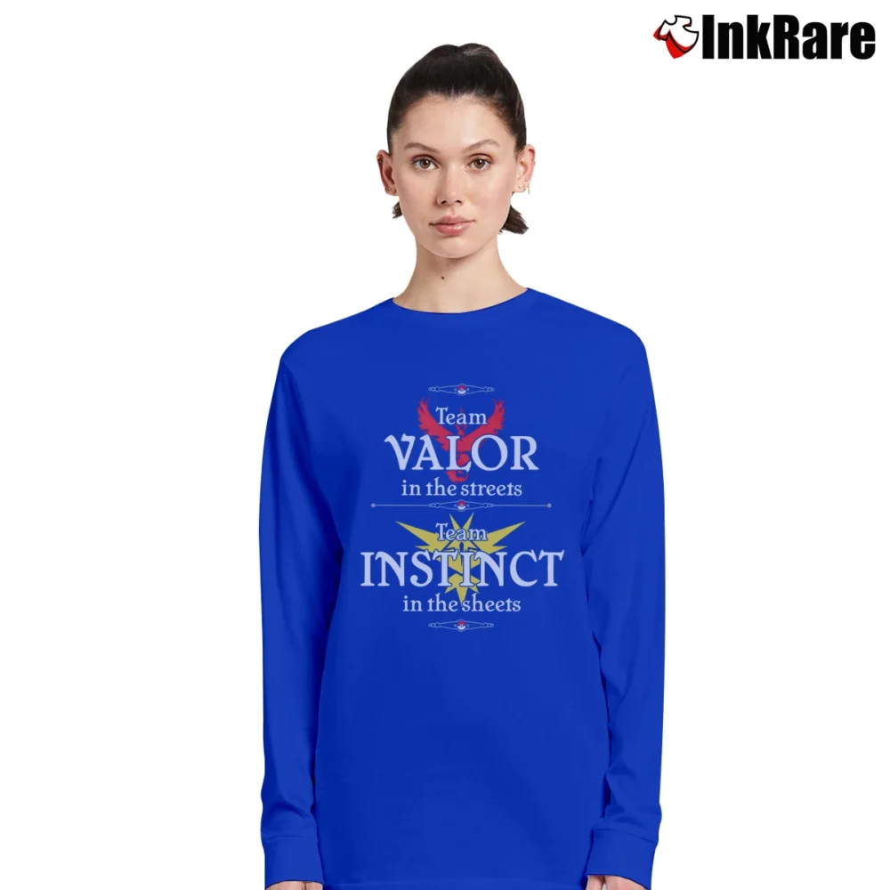 Women’s Pokemon Go Team Valor Instinct Funny Battle Long-Sleeve Top in royal blue | Sleek, Versatile, All-Season