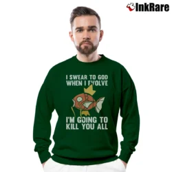 Men’s Pokemon I Swear To God When I Evolve Funny Crewneck Sweatshirt in forest green | Cozy Fabric, Clean Style